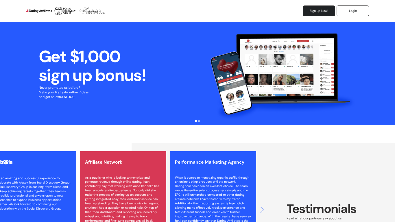 Programme d'affiliation Dating Group