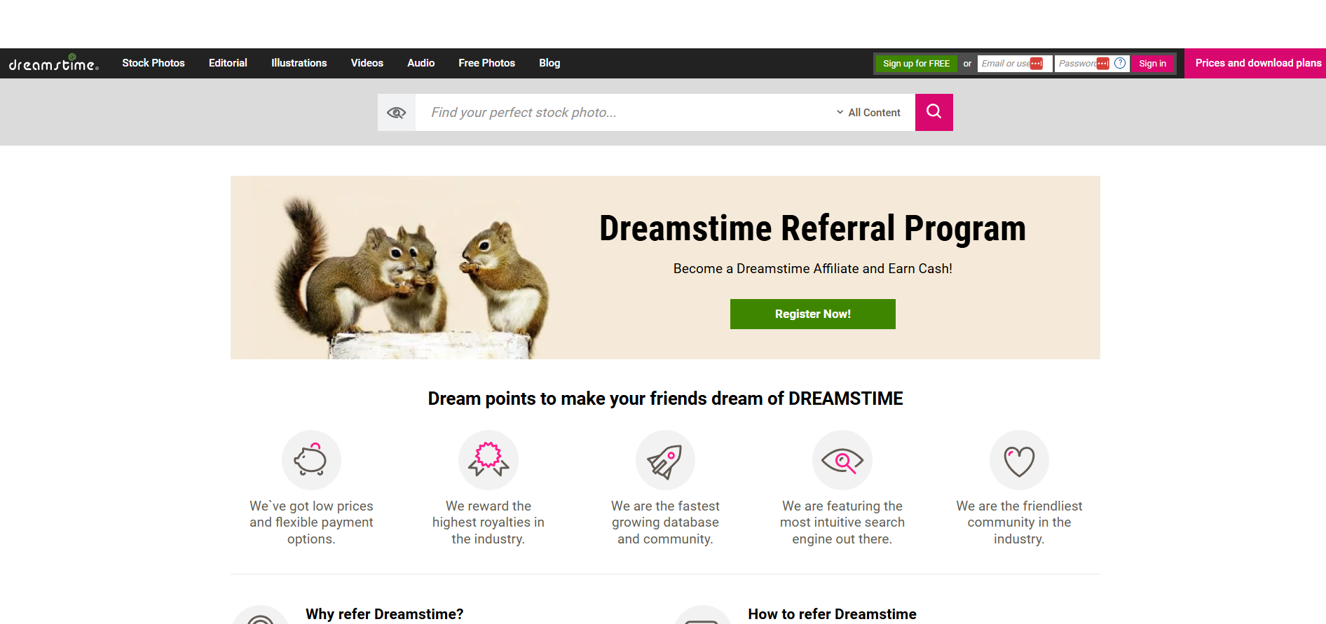 Programme d'affiliation Dreamstime