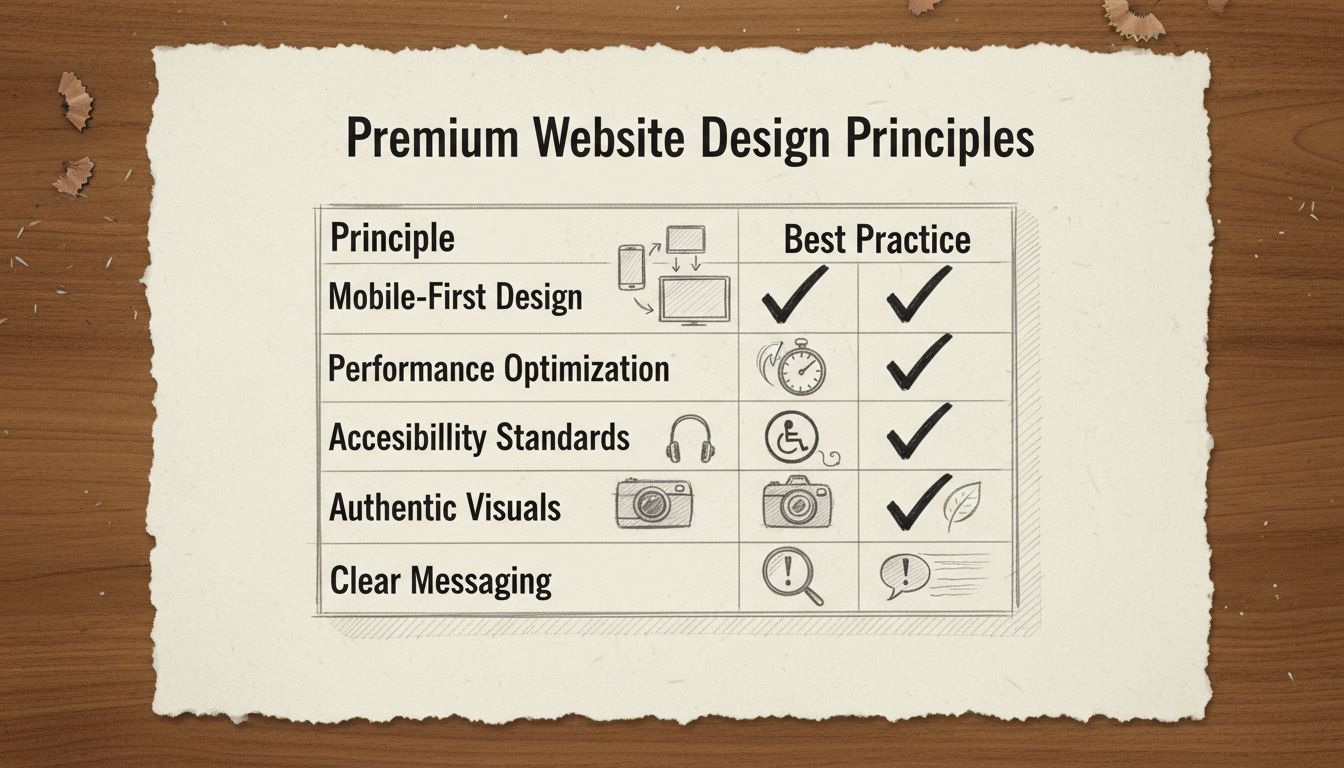 Comparaison des principes de design de site web premium montrant les meilleures pratiques et les erreurs courantes