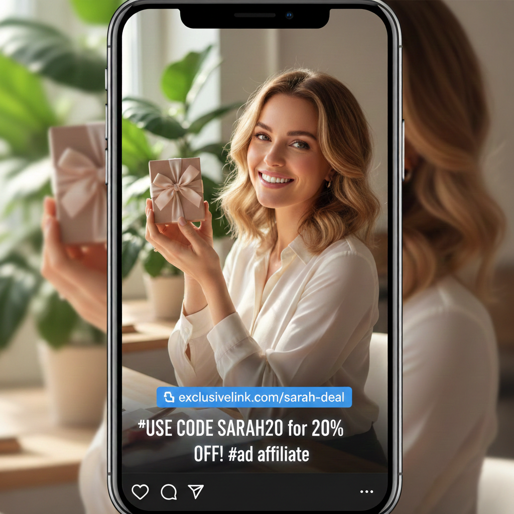 Influenceur partageant des codes de coupon personnalisés avec son audience