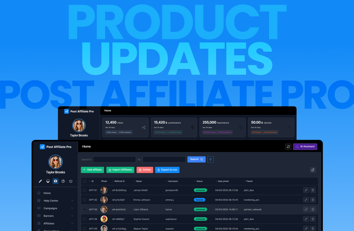 Mises à jour des produits Post Affiliate Pro : Q1 2026