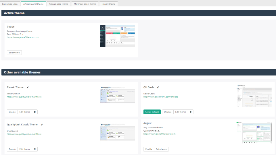 Post Affiliate Pro - Thème Network