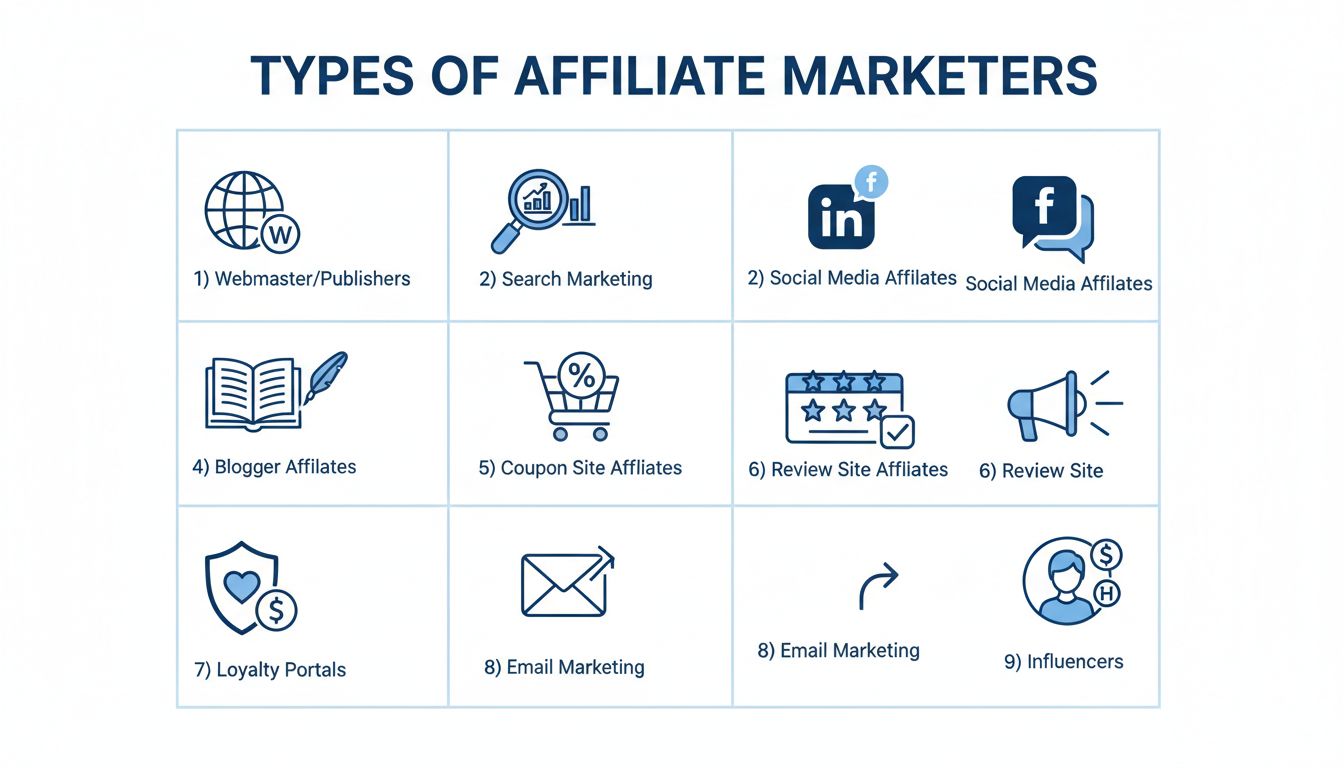 Quels sont les types d'affiliés ? Guide complet des modèles de marketing d'affiliation