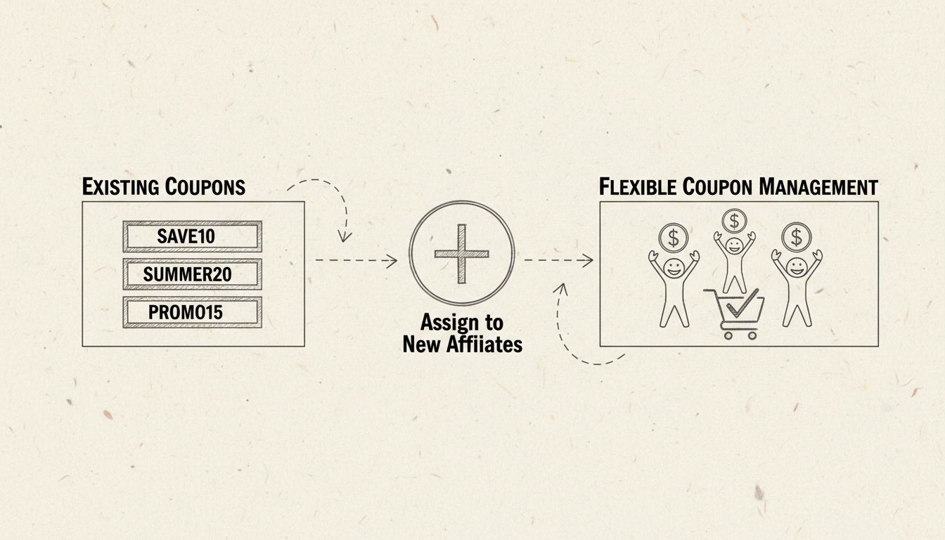 Améliorations de la gestion des coupons : attribuer des coupons existants à de nouveaux affiliés