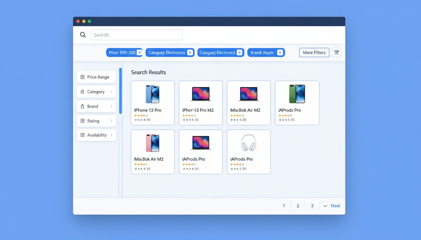 En-têtes de filtres de recherche avancée affichant les filtres sélectionnés dans la barre d’en-tête avec panneau de filtres réduit