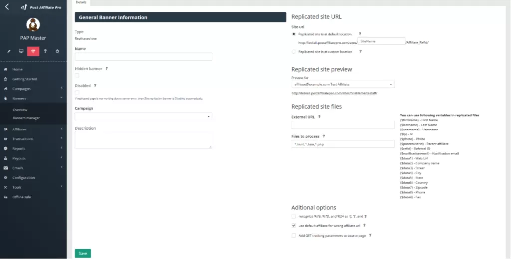 Créer une bannière de site répliqué