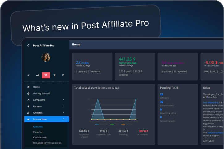 Voir toutes les dernières mises à jour de produit de Post Affiliate Pro.