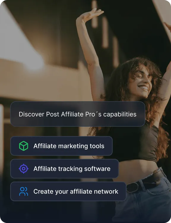 Une liste des capacités de Post Affiliate Pro, incluant les outils de marketing d'affiliation, le logiciel de suivi et la création de réseau.