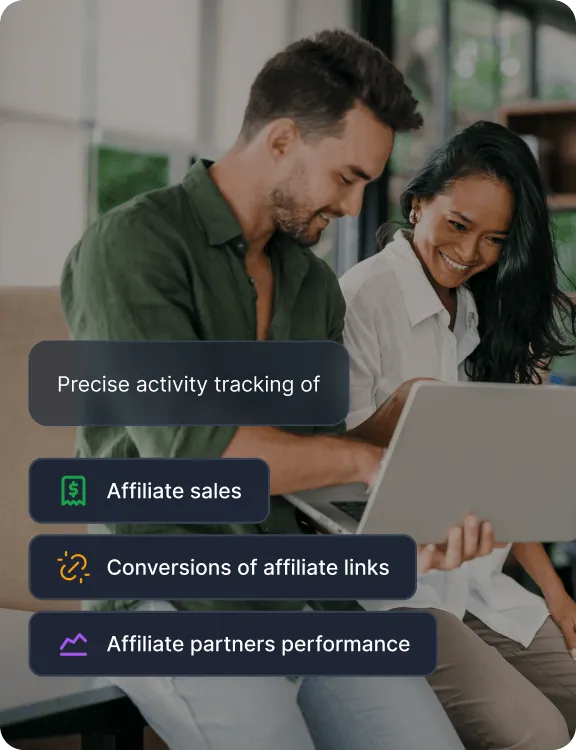 Un tableau de bord suivant les ventes affiliées, les conversions de liens d'affiliation et les performances des partenaires affiliés.