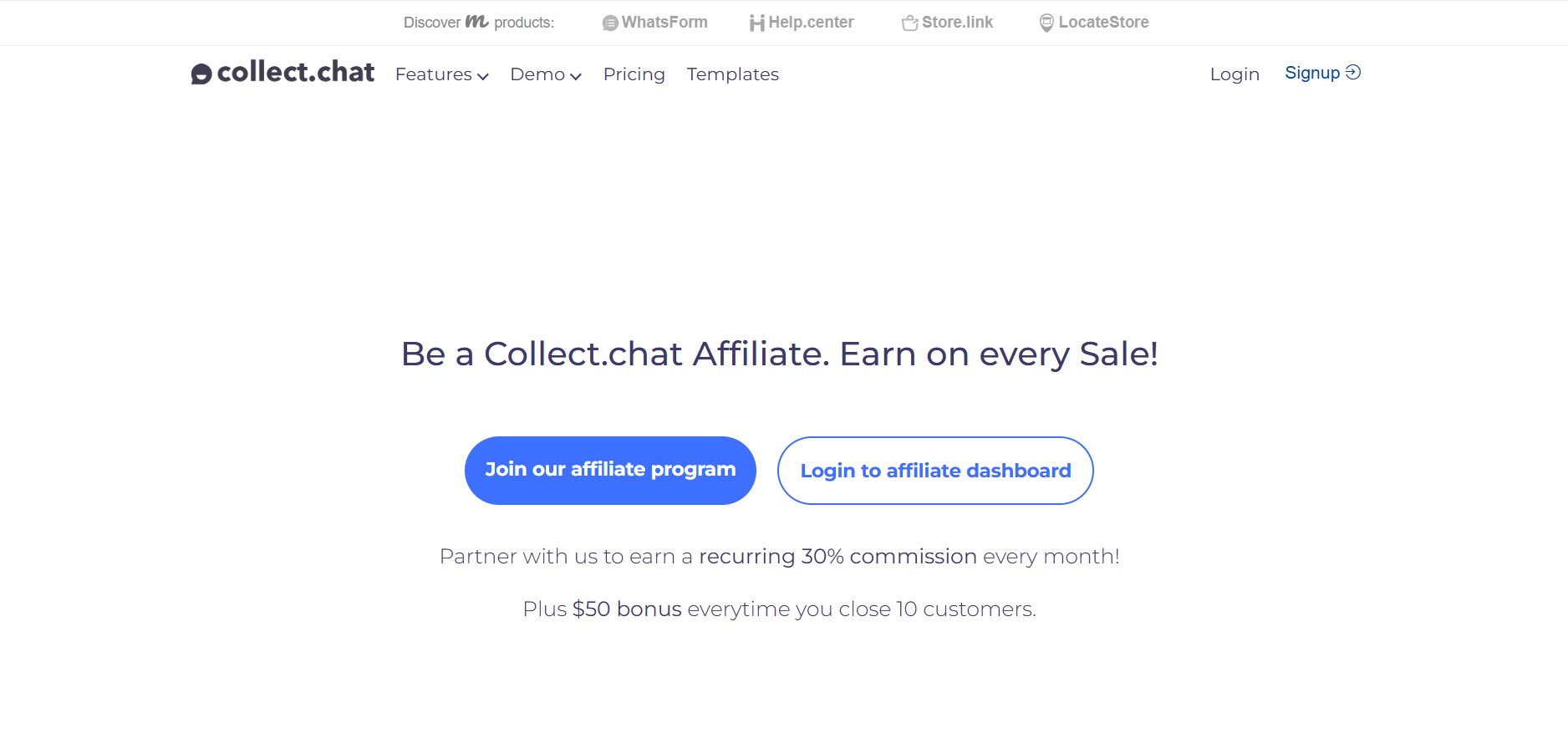 Programme d'affiliation Collect.chat