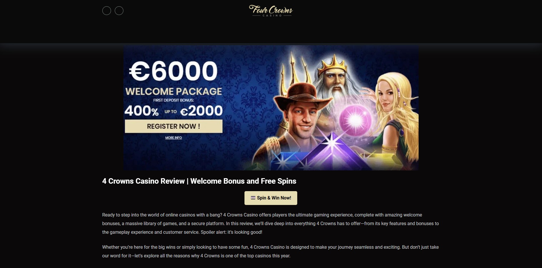 Programme d'affiliation Four Crowns Casino
