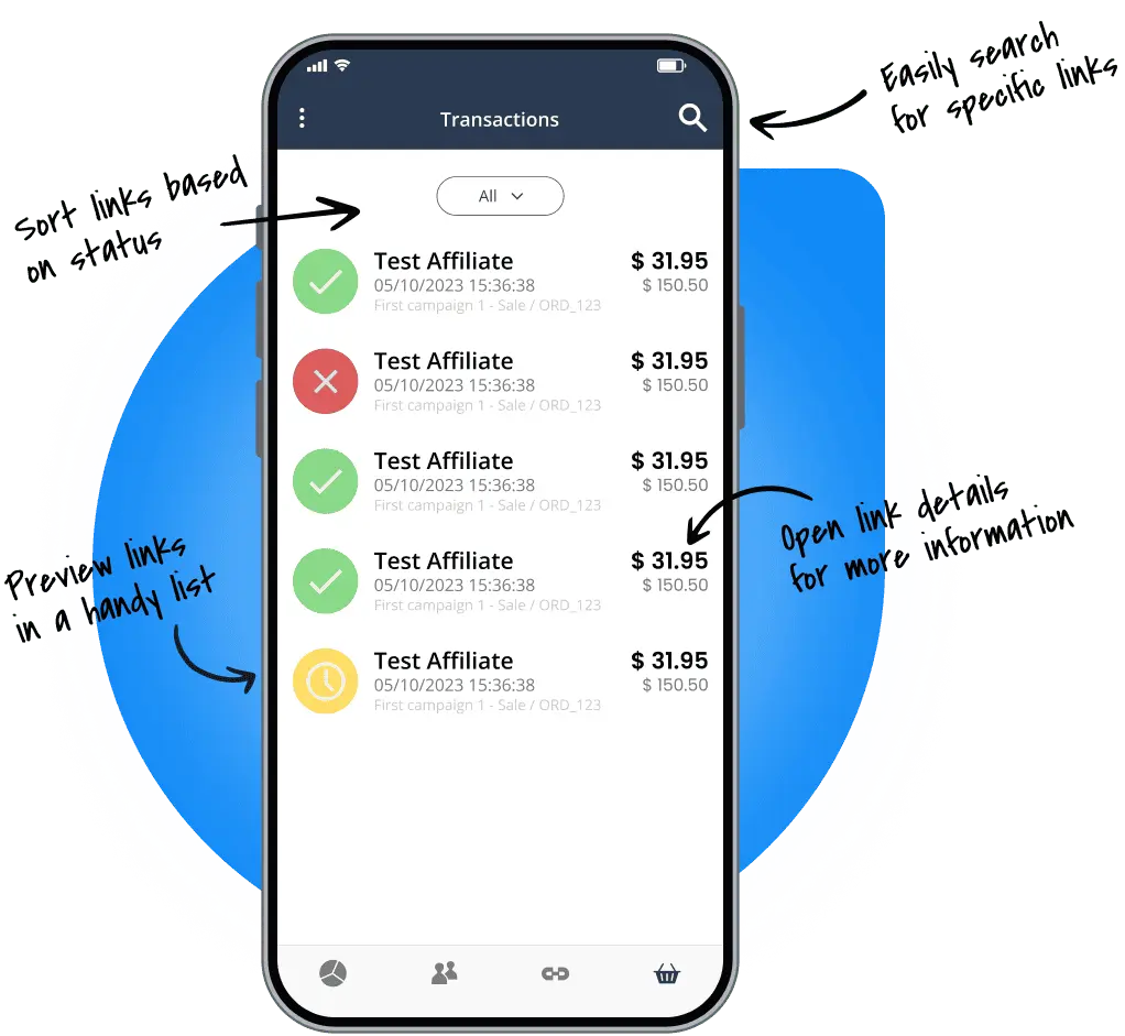 Une illustration d'un téléphone affichant un aperçu des transactions.
