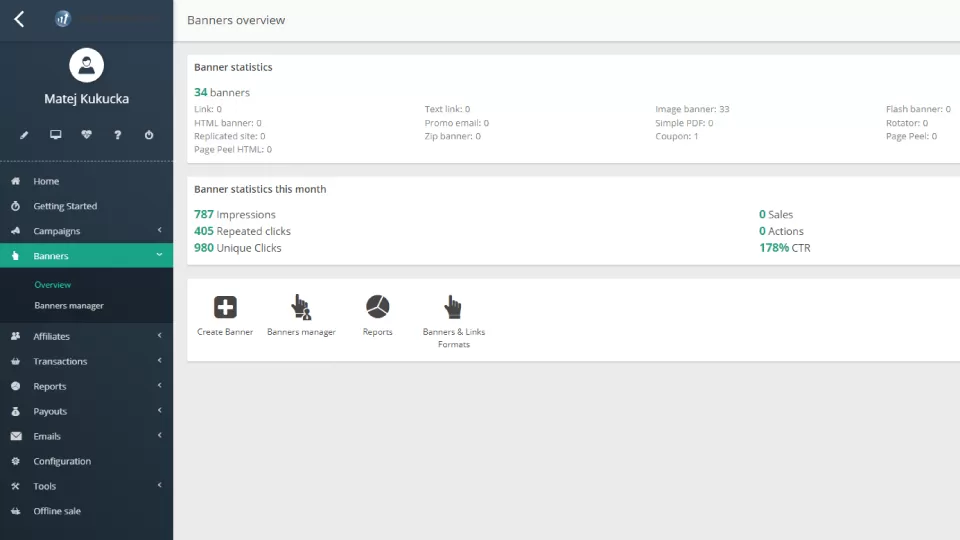Aperçu des supports promotionnels de Post Affiliate Pro.