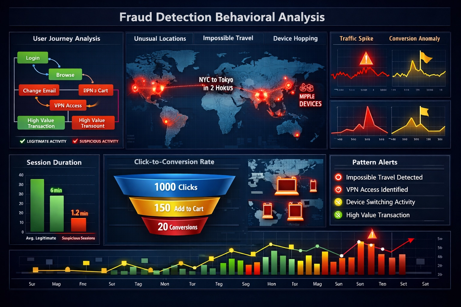 Schémas d’analyse comportementale illustrant la détection de fraude