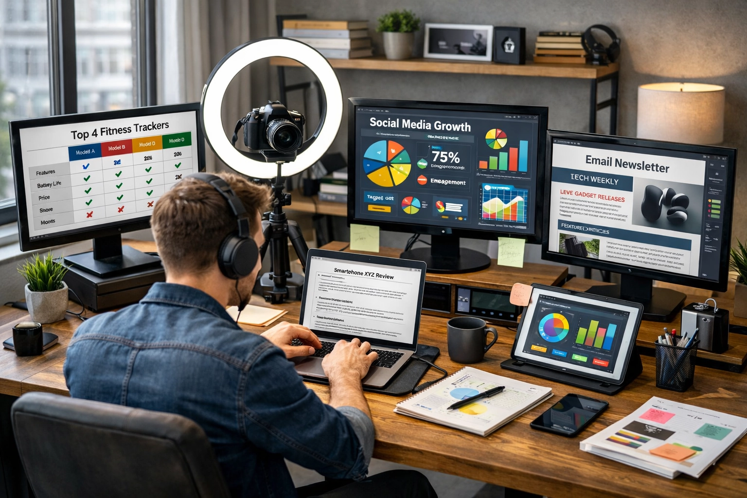 Créateur de contenu travaillant sur plusieurs formats : avis, comparatifs, tutoriels