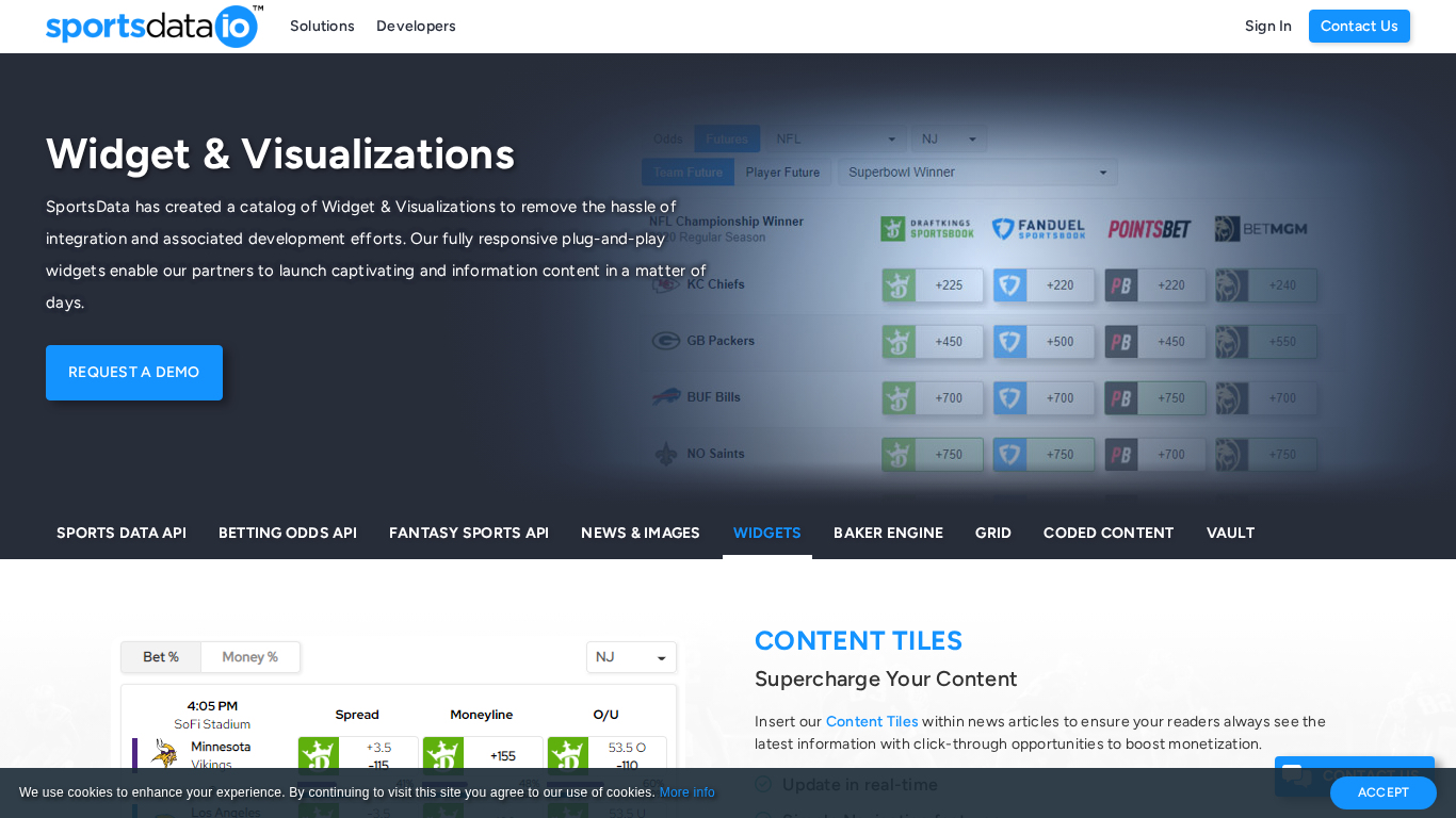 Plateforme de widgets SportsDataIO