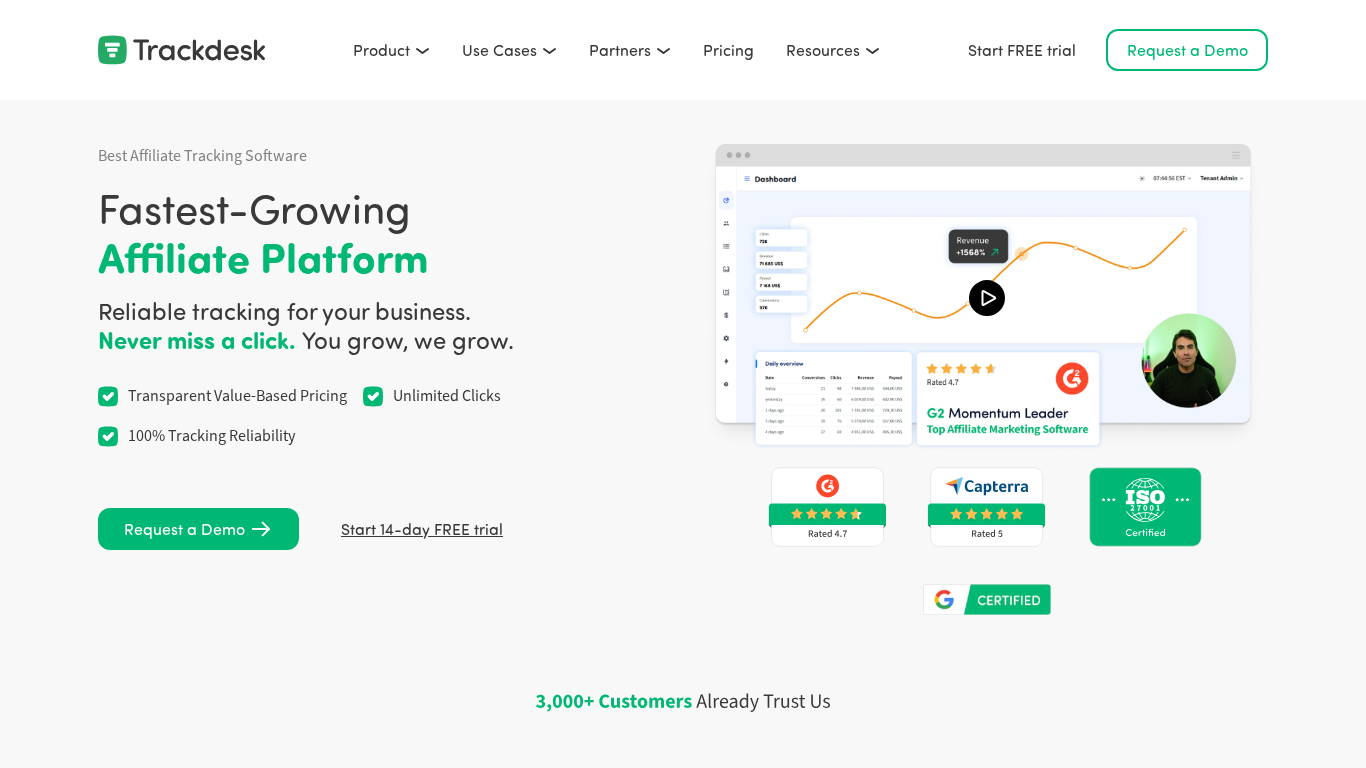 Logiciel de suivi d'affiliation Trackdesk