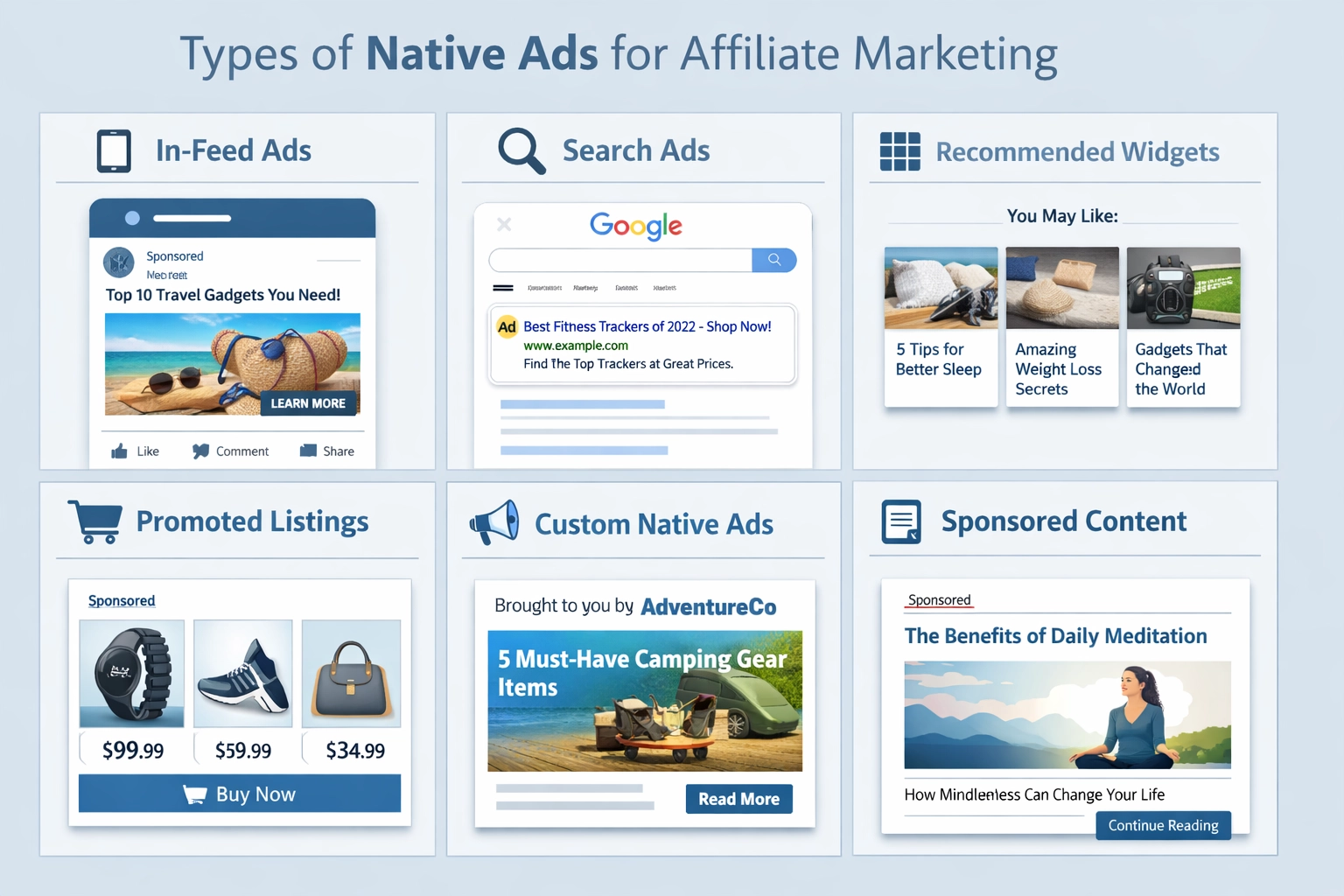 Six types of native ads for affiliate marketing