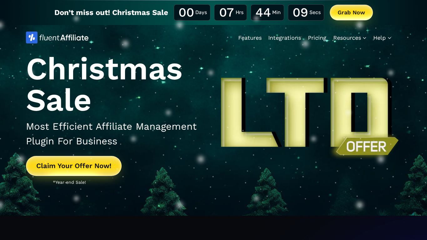 Interface du tableau de bord FluentAffiliate