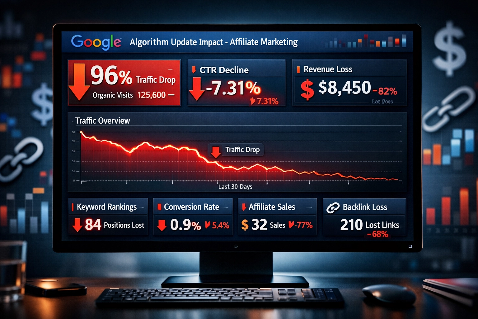 Tableau de bord : Impact des mises à jour de l’algorithme Google