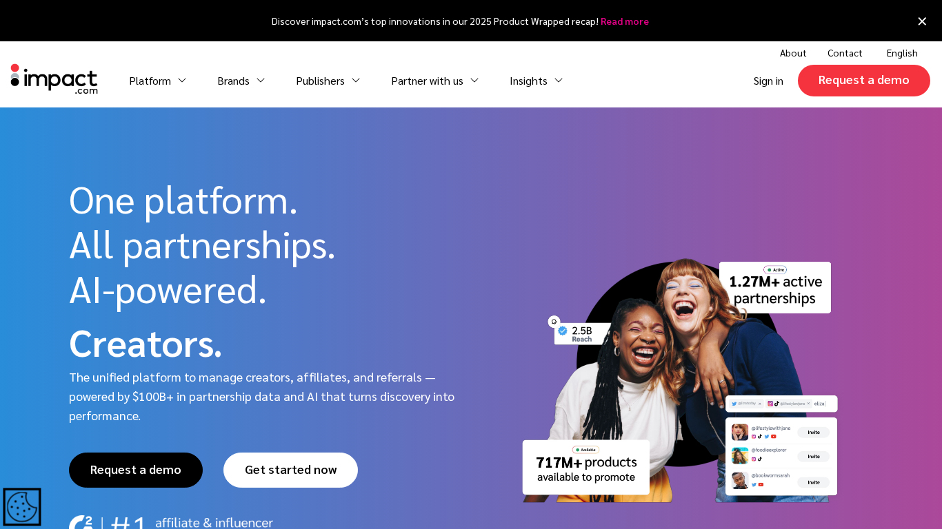 Impact affiliate software platform interface