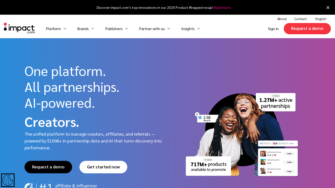 Capture d'écran du tableau de bord Impact.com