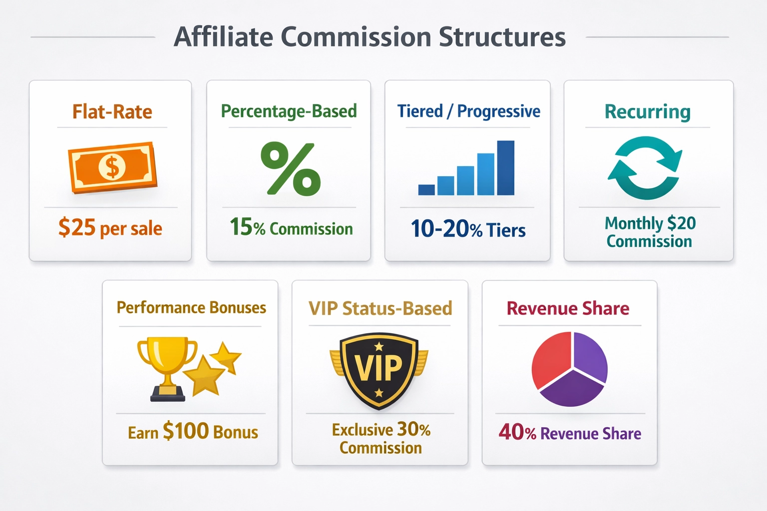 Different affiliate commission structure types