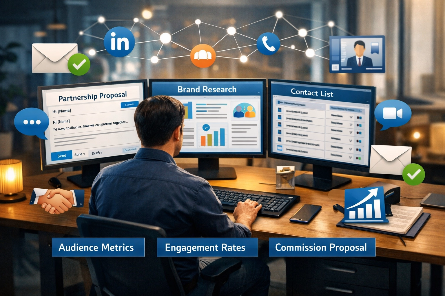 Stratégie professionnelle de prospection et réseautage pour partenariats d'affiliation