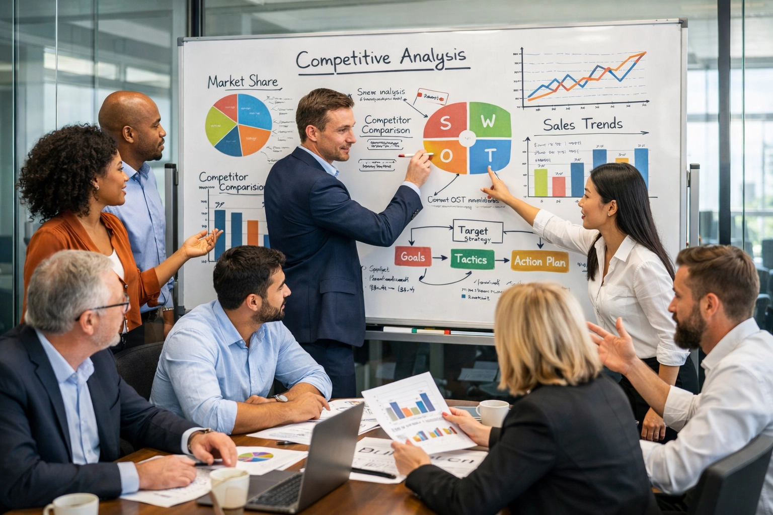 Collaboration d’équipe sur une stratégie concurrentielle et son analyse