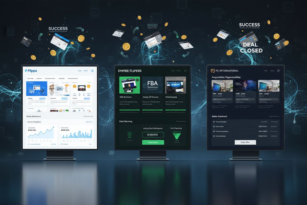 Comparaison des plateformes Flippa, Empire Flippers et FE International pour la vente de sites affiliés