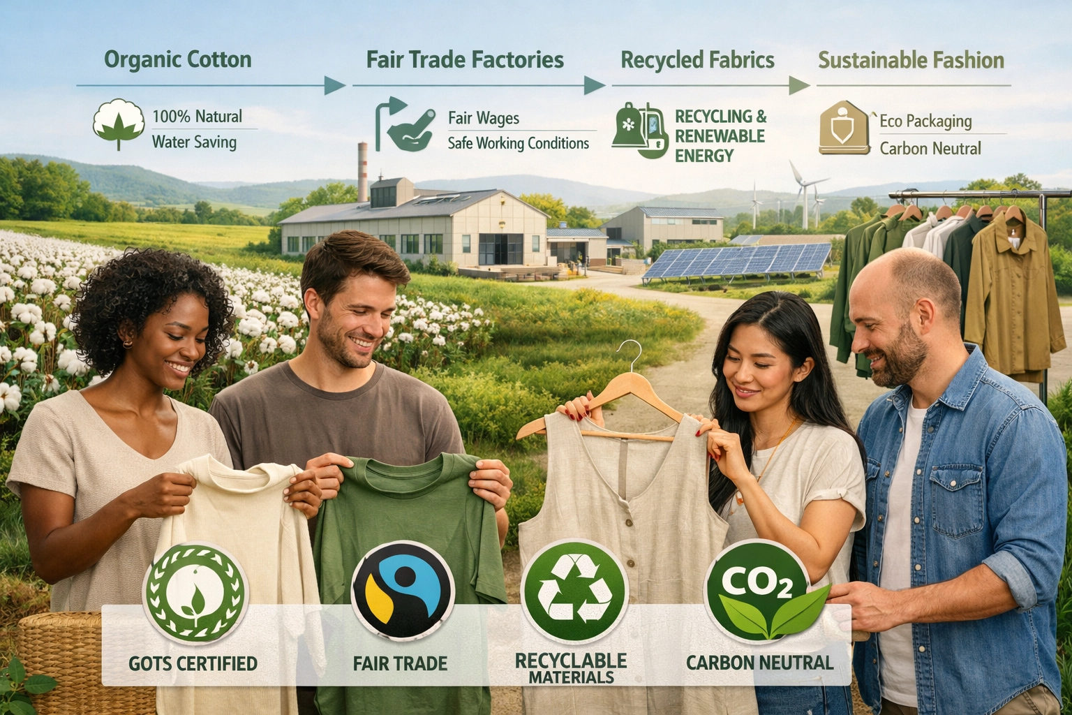 Visualisation d’une chaîne d’approvisionnement mode durable illustrant pratiques éthiques et responsabilité environnementale