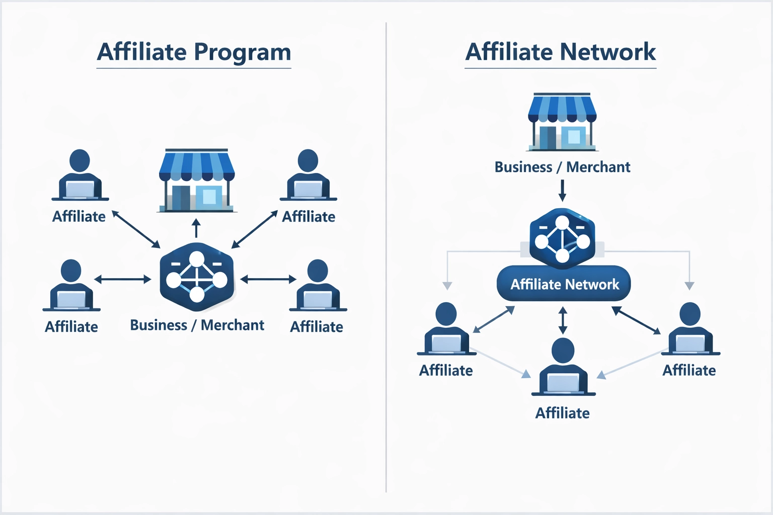 Affiliate Program vs Affiliate Network Structure Comparison
