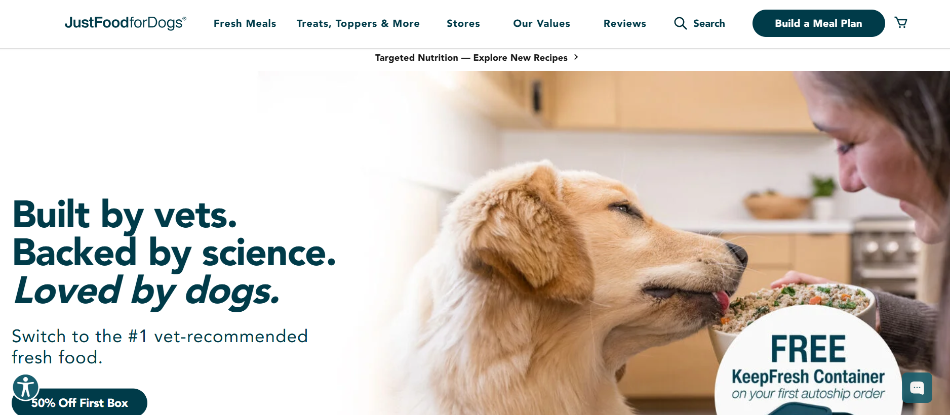 Capture d'écran du site web Just Food For Dogs
