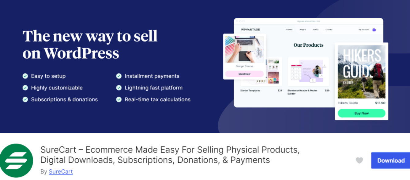 Page d’accueil SureCart