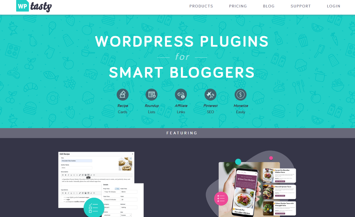 Page d’accueil WP Tasty