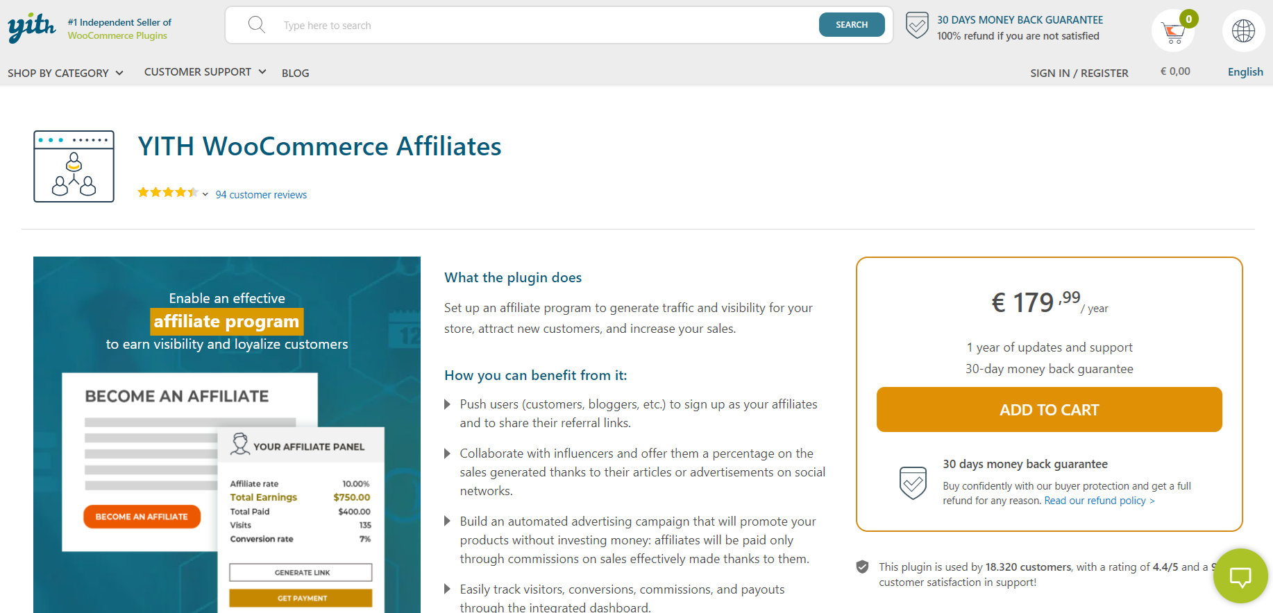 Page d’accueil YITH WooCommerce Affiliates