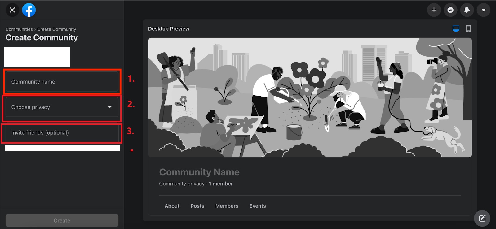 Étapes pour créer un nouveau groupe Facebook