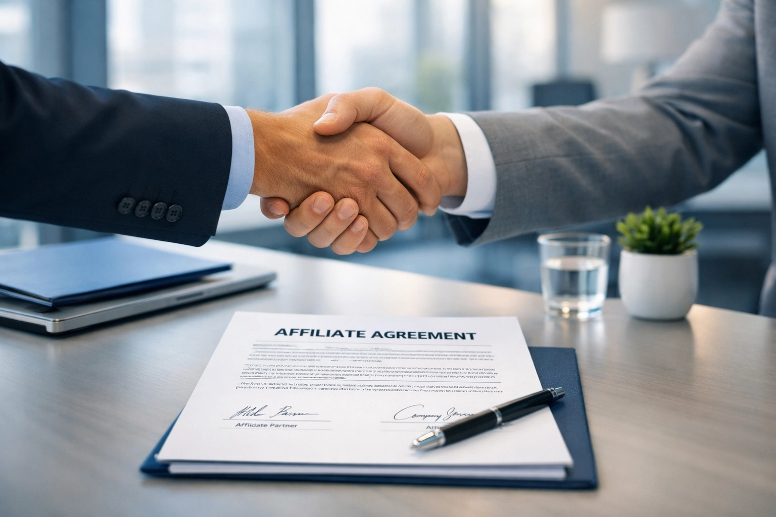 Partenariat commercial professionnel avec signature d'un contrat d'affiliation