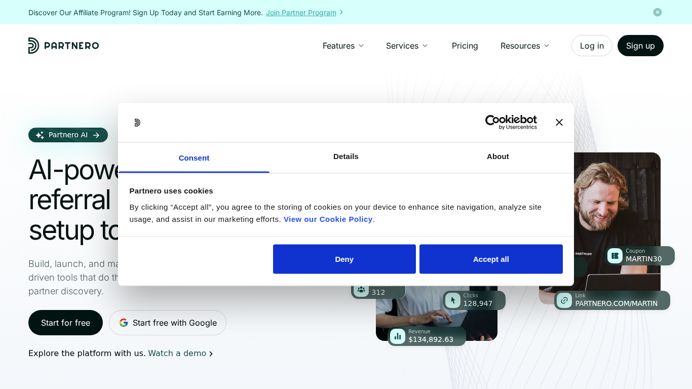 Partnero affiliate and referral management