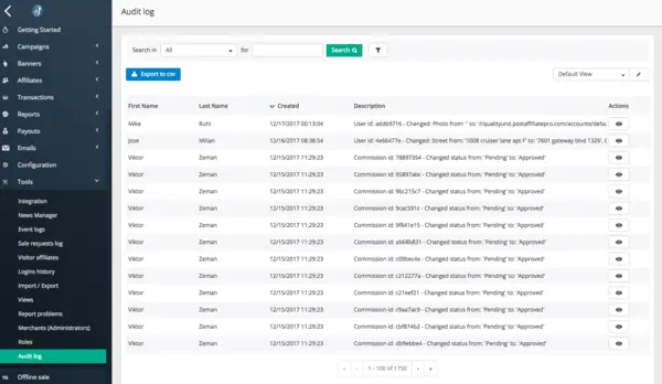 Actualités : Thème du panneau & Journal d’audit