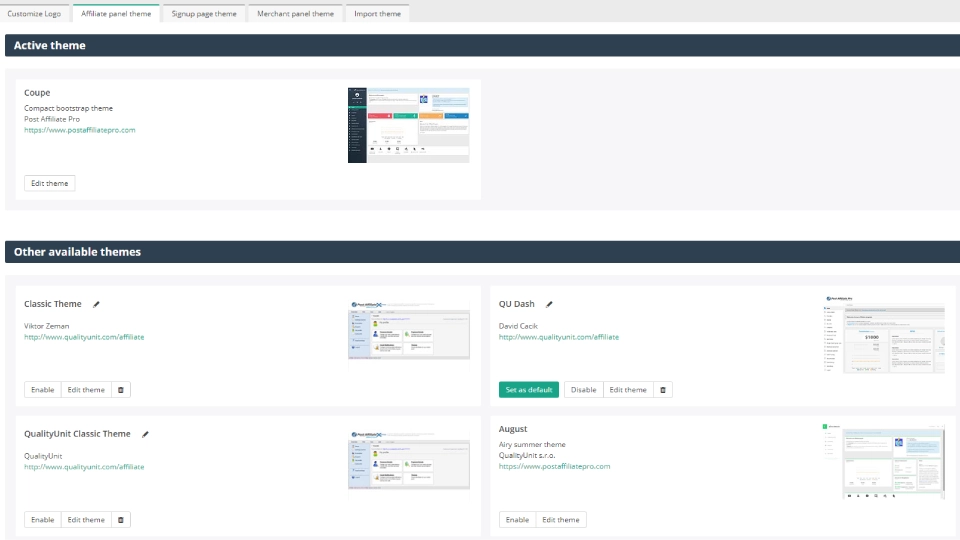 Post Affiliate Pro - Thème Network