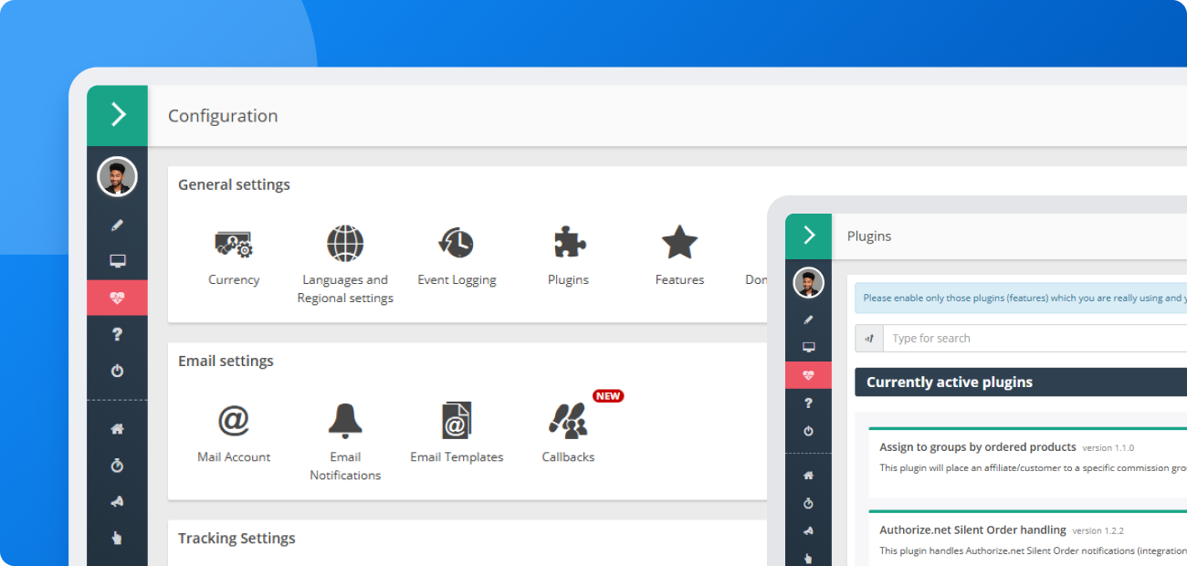 Capture d'écran de la configuration d'un plugin