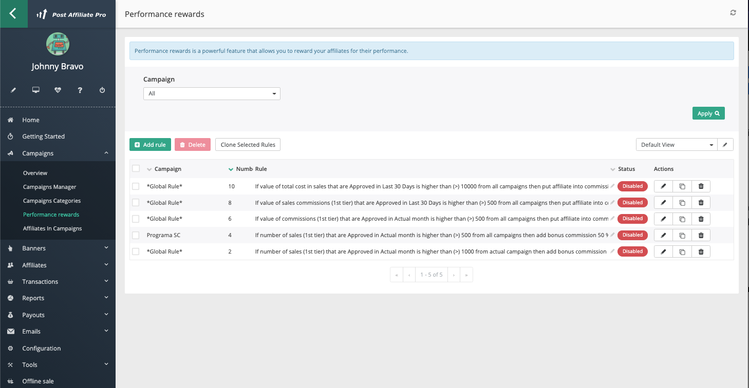 Récompenses de performance dans Post Affiliate Pro