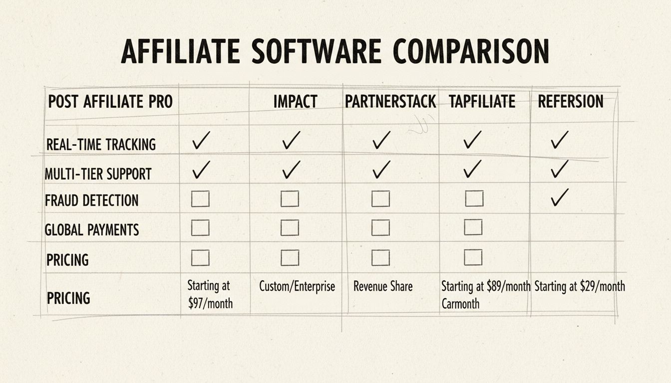 Comparaison des meilleurs logiciels d'affiliation T4 2025 : Post Affiliate Pro vs Impact vs PartnerStack
