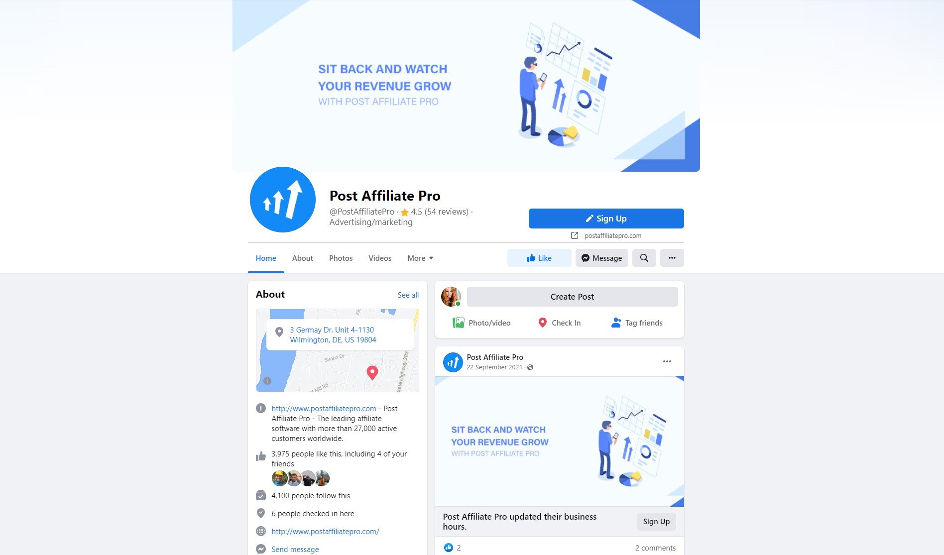 Page Facebook de Post Affiliate Pro