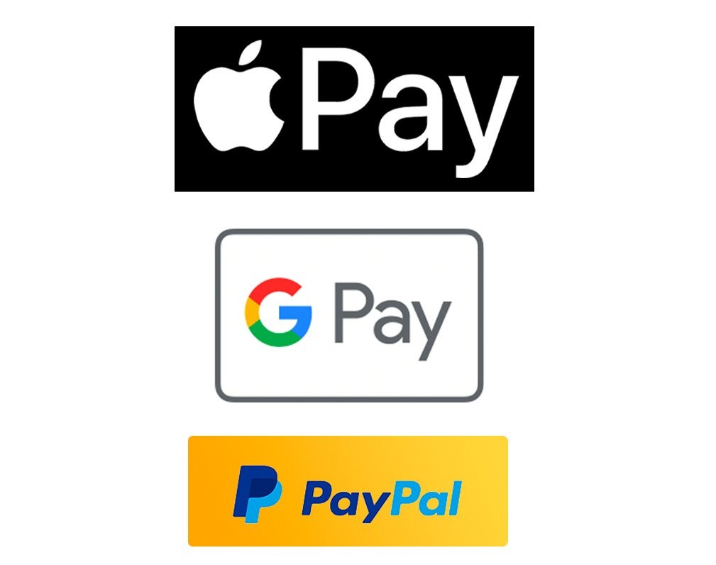 Logos Apple Pay, Google Pay et PayPal