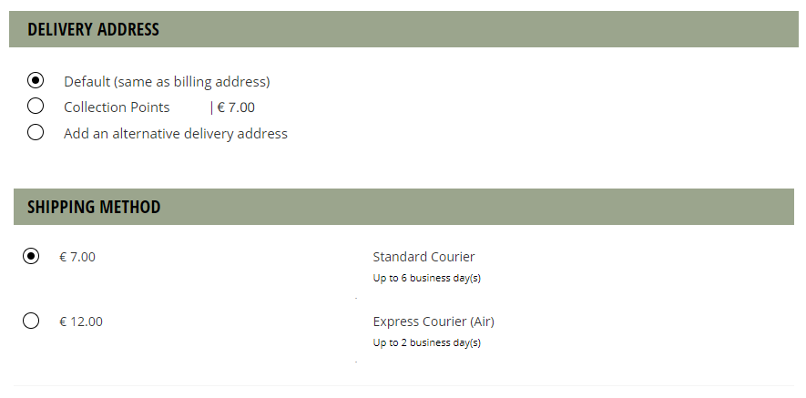 options de livraison