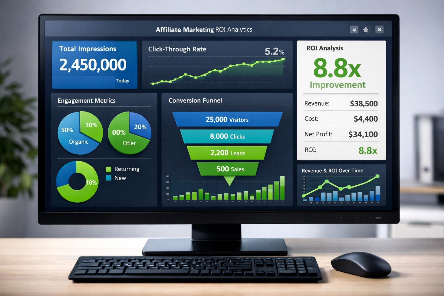 Analytics dashboard for measuring native ads ROI