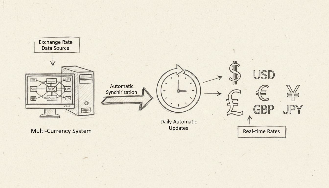 Schéma du flux de travail de l’actualiseur automatique des taux de change