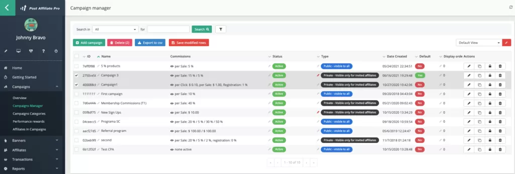 Gestionnaire de campagnes privées